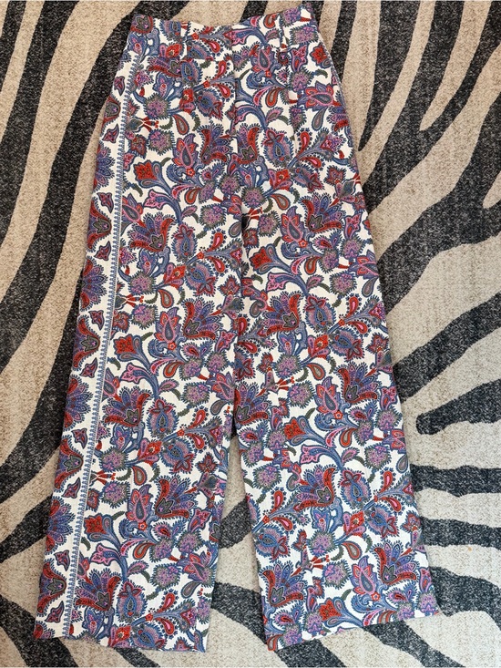 Boden Pants - NWOT Boden Women's 6R Wide Leg Pants Linen Trousers Paisley Ivory Pink
